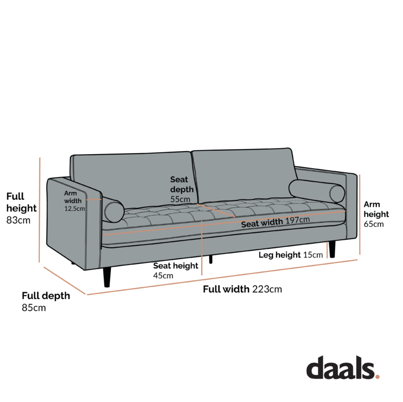 Henrietta Large 3-Seater Sofa, Tan Faux Suede - Image 7