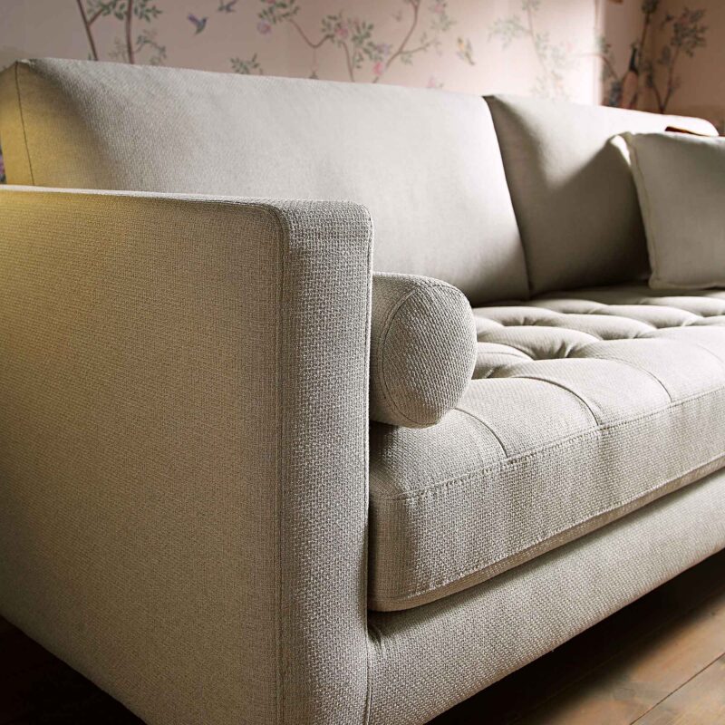 Henrietta Large 3-Seater Sofa, Beige Woven Fabric - Image 4