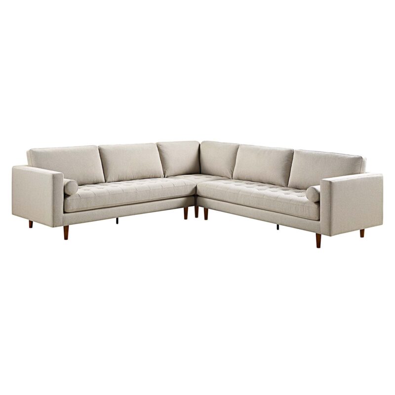 Henrietta 5+Seater Corner Sofa, Beige Woven Fabric - Image 4