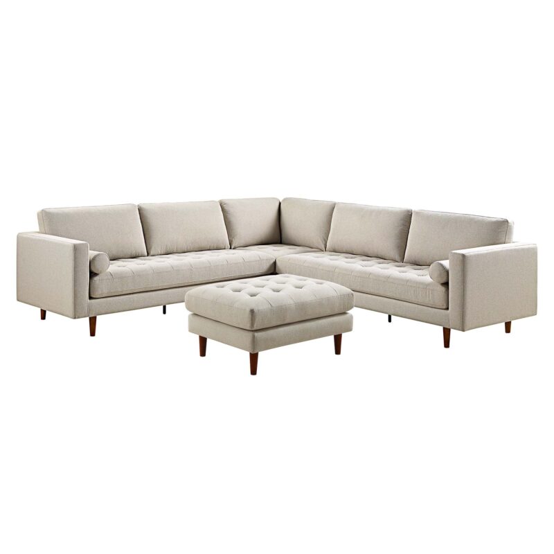 Henrietta 5+Seater Corner Sofa, Beige Woven Fabric - Image 8