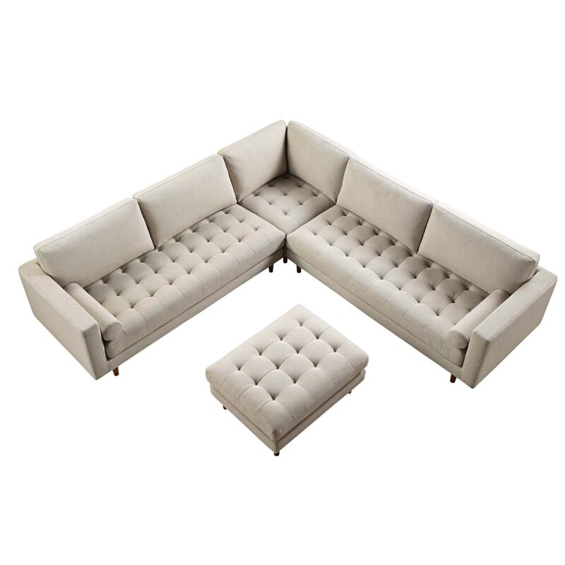 Henrietta 5+Seater Corner Sofa, Beige Woven Fabric - Image 9