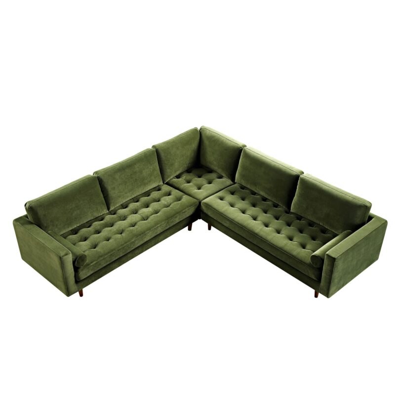 Henrietta 5+Seater Corner Sofa, Moss Green Velvet - Image 7