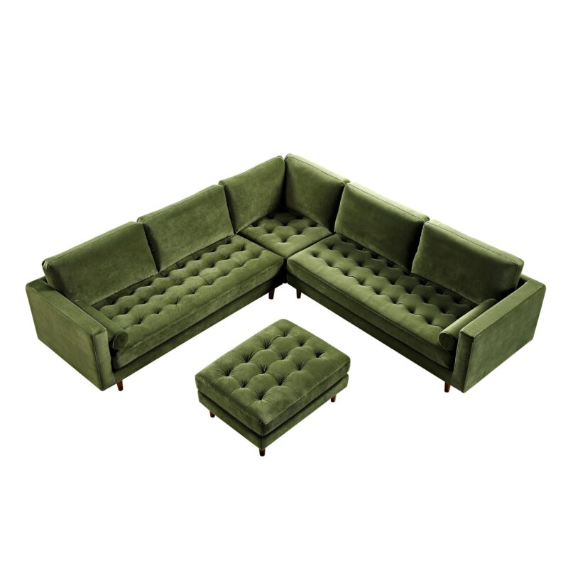 Henrietta 5+Seater Corner Sofa, Moss Green Velvet - Image 12