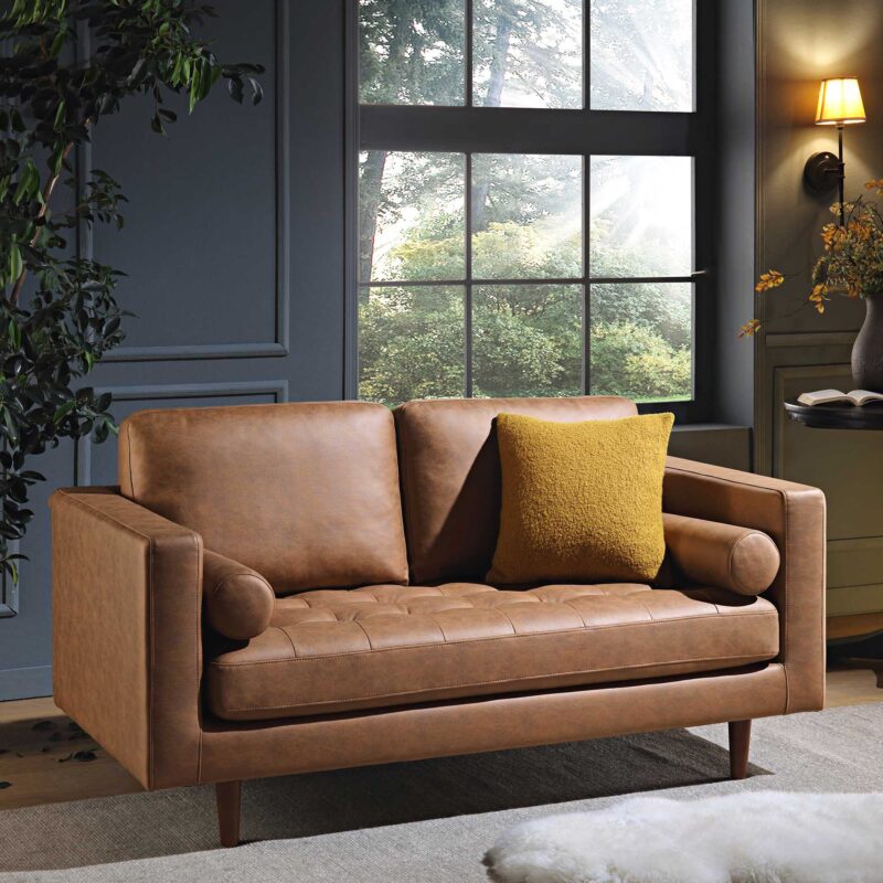 Henrietta 2-Seater Sofa, Tan Faux Suede - Image 2