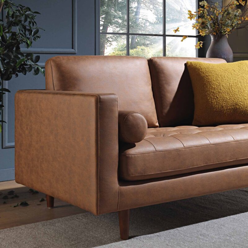 Henrietta 2-Seater Sofa, Tan Faux Suede - Image 3