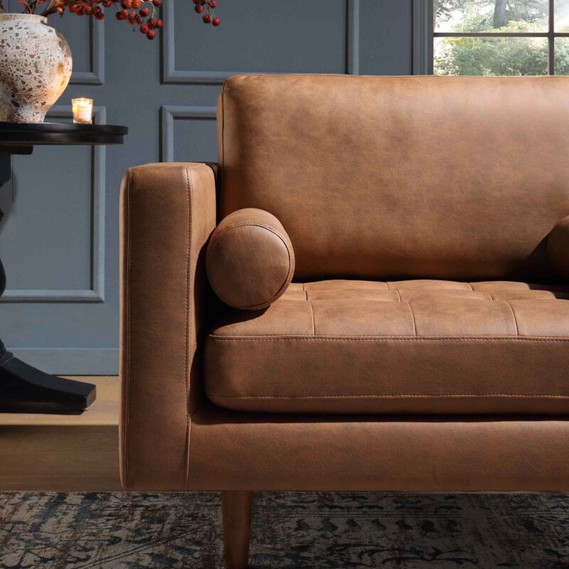 Henrietta 2-Seater Sofa, Tan Faux Suede - Image 4
