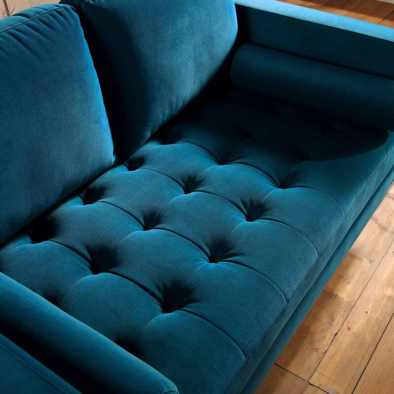 Henrietta 2-Seater Sofa, Teal Velvet - Image 4