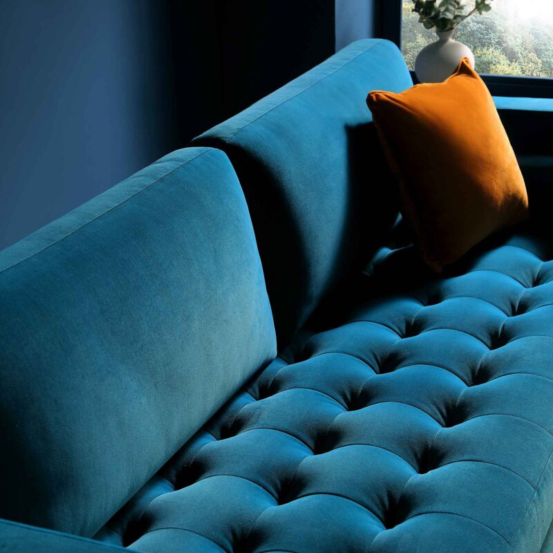 Henrietta Large 3-Seater Sofa, Teal Velvet - Image 4