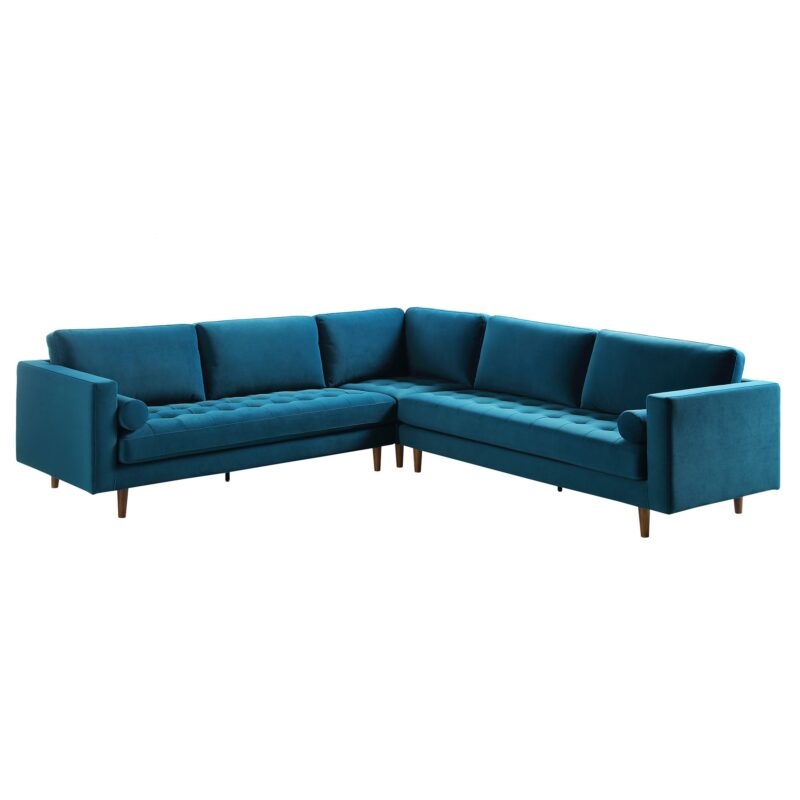 Henrietta 5+Seater Corner Sofa, Teal Velvet - Image 3
