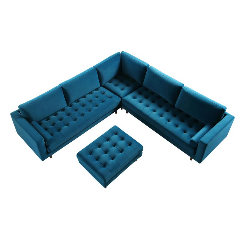 Henrietta 5+Seater Corner Sofa, Teal Velvet - Image 9