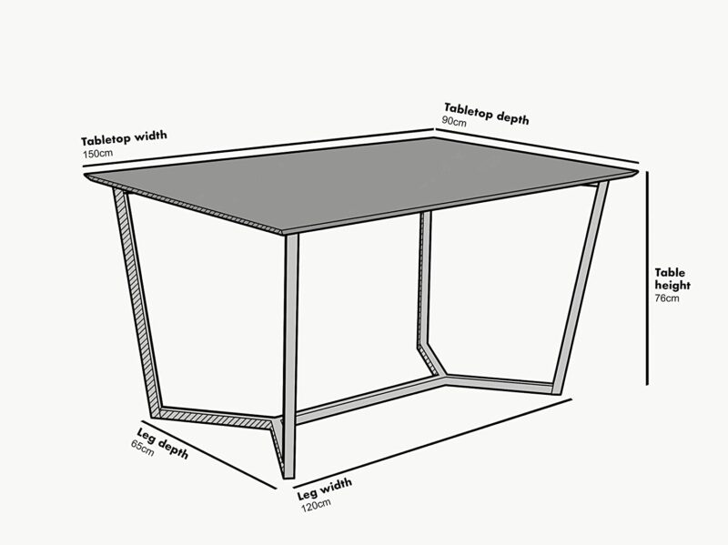 SIERRE 6 Seater Dark Oak Dining Table with Geometric Metal Legs - Image 5