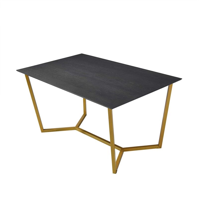 SIERRE 6 Seater Dark Oak Dining Table with Geometric Metal Legs - Image 4