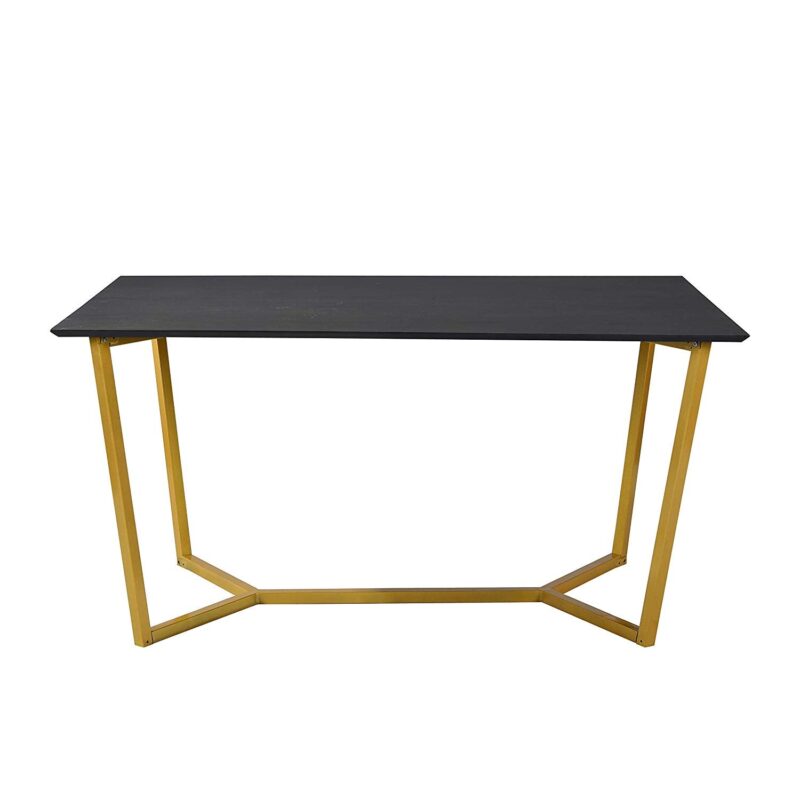 SIERRE 6 Seater Dark Oak Dining Table with Geometric Metal Legs - Image 6