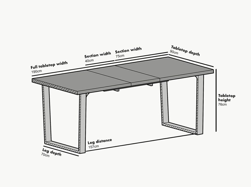 BERN 6-8 Seater Dark Oak Extending Dining Table with Metal Legs - Image 8