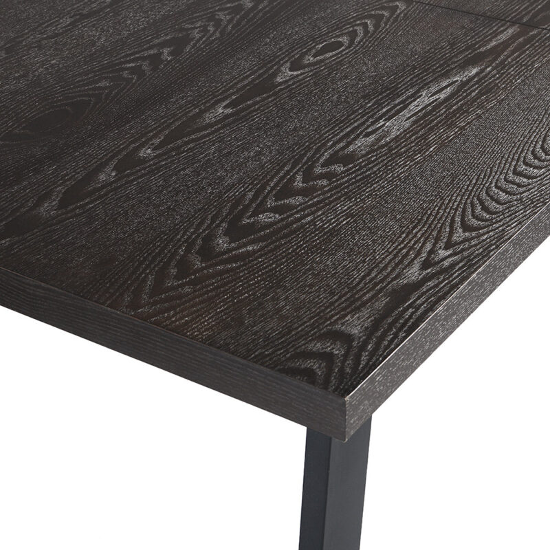 BERN 6-8 Seater Dark Oak Extending Dining Table with Metal Legs - Image 12