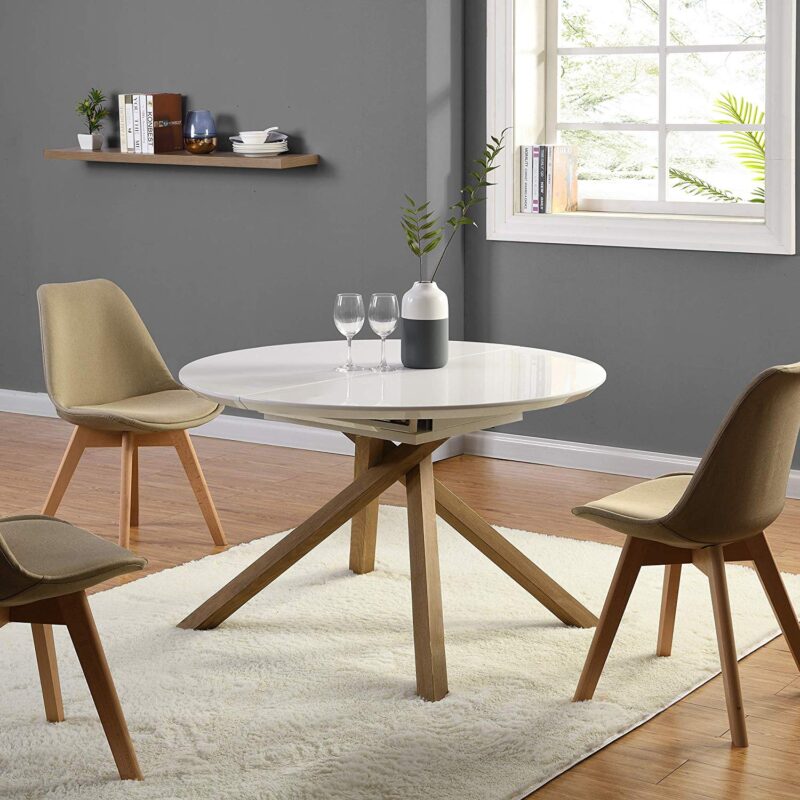 Grenchen Round to Oval 4 to 6-Seater White High Gloss Extendable Dining Table - Image 2