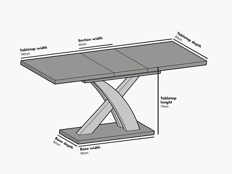 BASEL High Gloss White Extendable Dining Table 6 to 8-Seater with Stainless Steel Base - Image 5