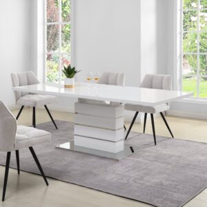 Hayne High Gloss White Extending Dining Table 6 to 8 Seater