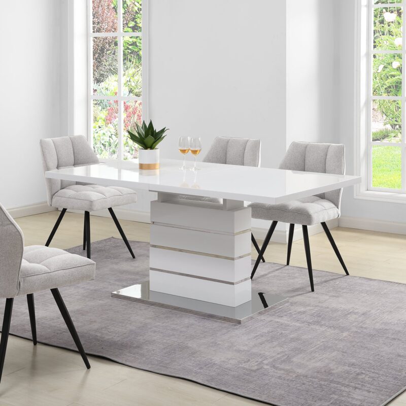 Hayne High Gloss White Extending Dining Table 6 to 8 Seater - Image 2