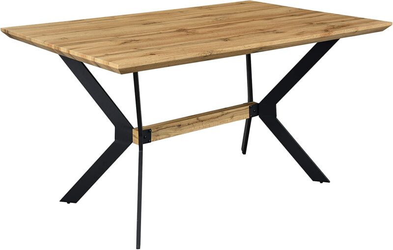Granby Wotan Oak Effect 140cm Dining Table with Geometric Metal Legs - Image 3