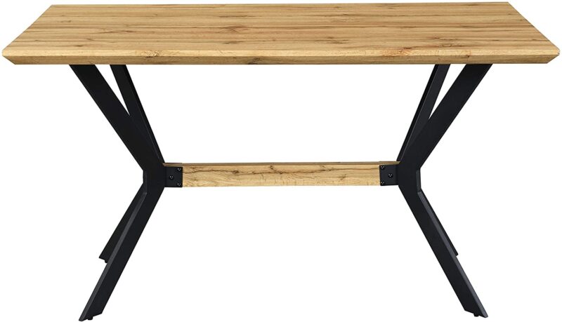 Granby Wotan Oak Effect 140cm Dining Table with Geometric Metal Legs - Image 4
