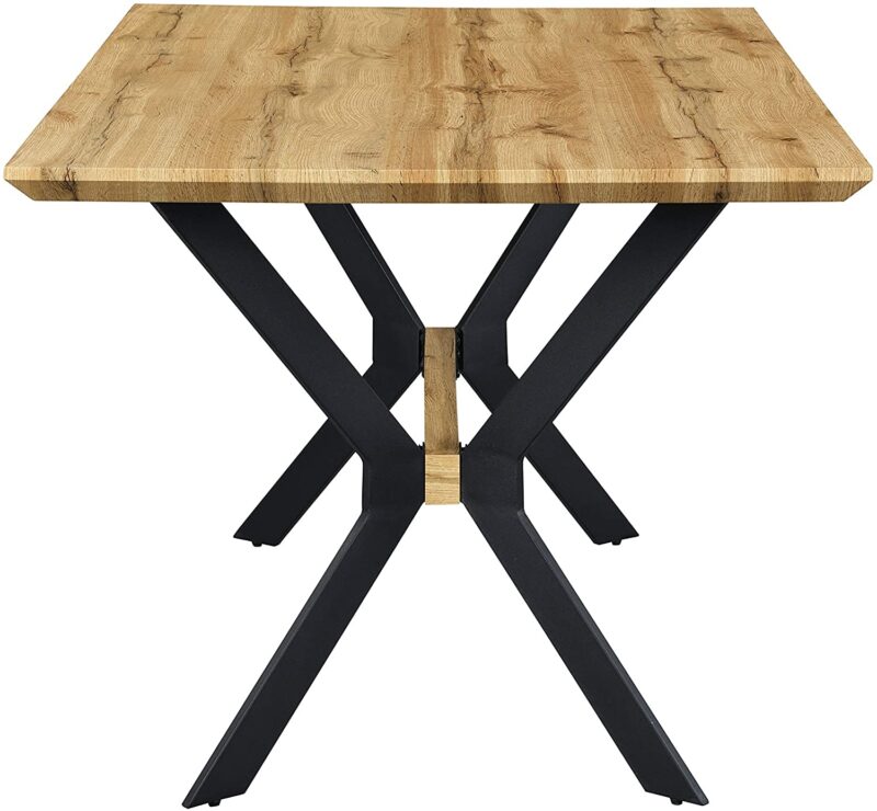 Granby Wotan Oak Effect 140cm Dining Table with Geometric Metal Legs - Image 5