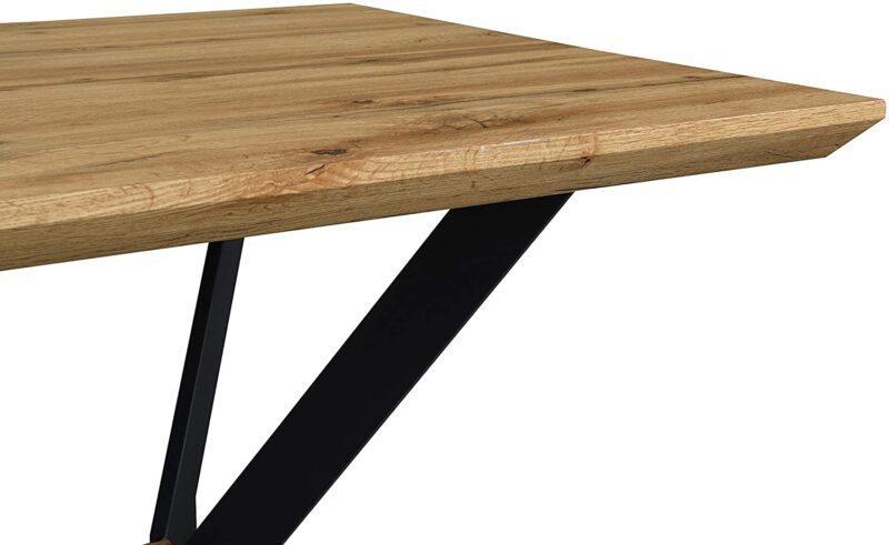 Granby Wotan Oak Effect 140cm Dining Table with Geometric Metal Legs - Image 6