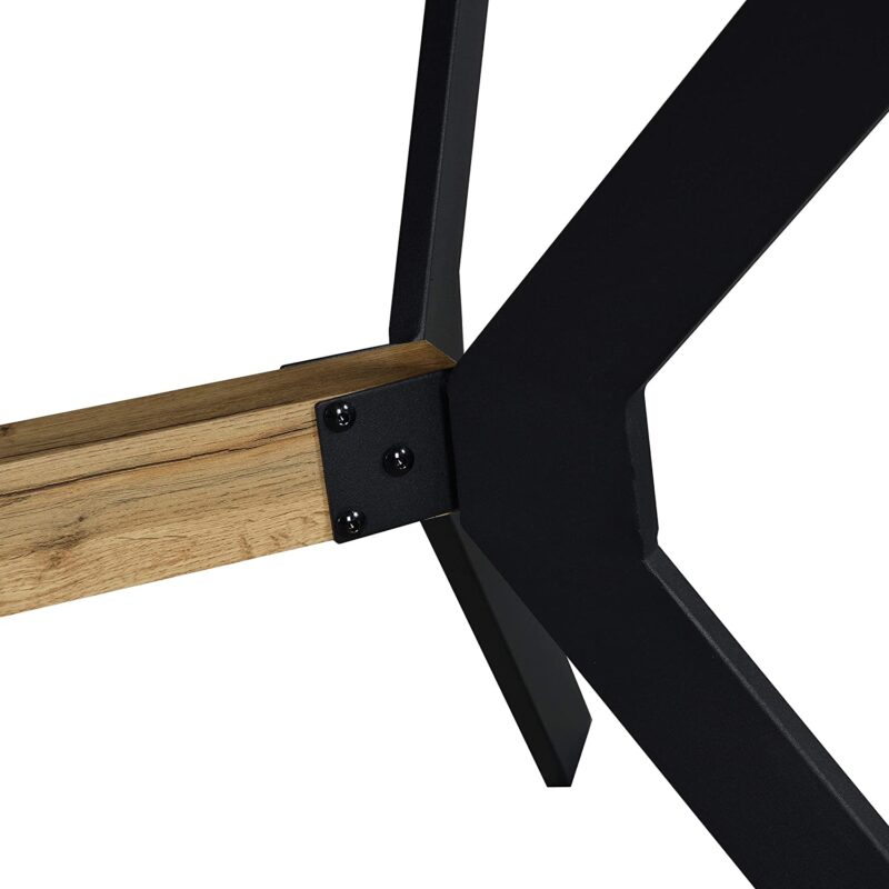 Granby Wotan Oak Effect 140cm Dining Table with Geometric Metal Legs - Image 7
