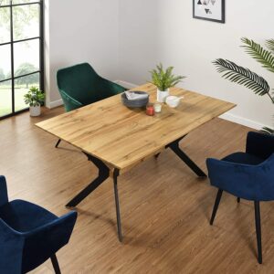 Granby Wotan Oak Effect 140cm Dining Table with Geometric Metal Legs