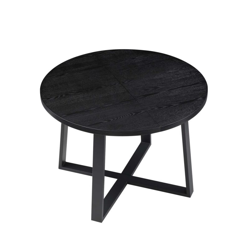 BERN Extending Round Dining Table with Metal Legs, Black - Image 10