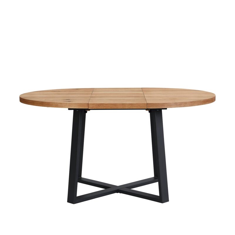 BERN Extending Round Dining Table with Metal Legs, Oak - Image 7