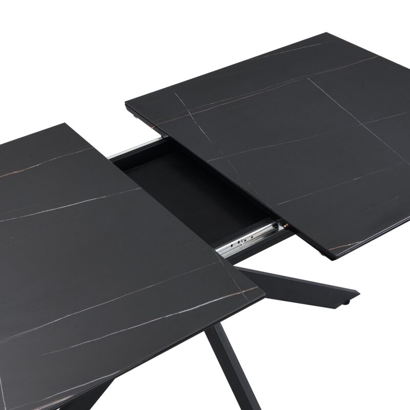 Varden Black Ceramic Extending Dining Table - Image 10