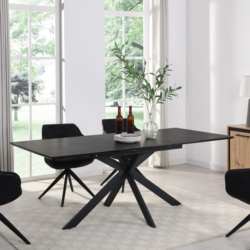 Varden Black Ceramic Extending Dining Table - Image 2