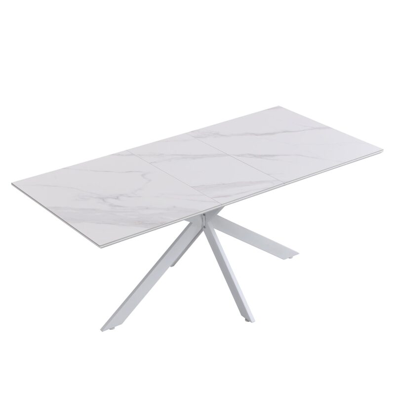 Varden White Ceramic Extending Dining Table - Image 3