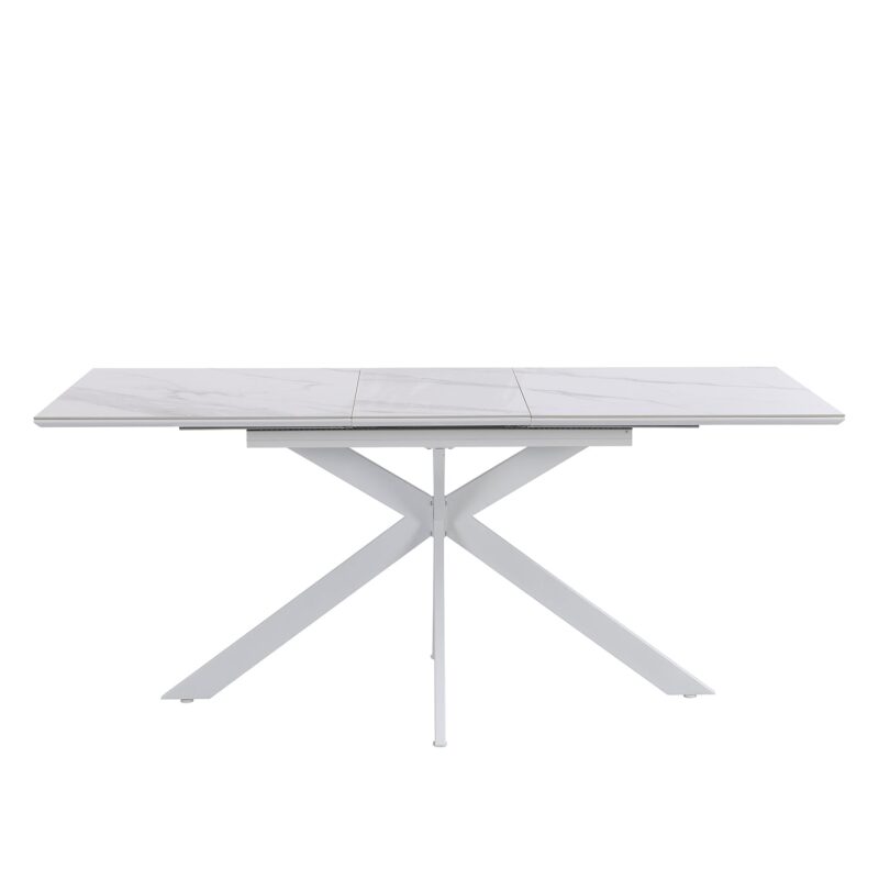 Varden White Ceramic Extending Dining Table - Image 4