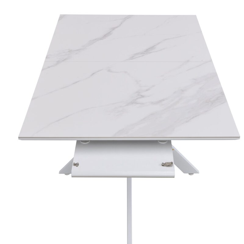 Varden White Ceramic Extending Dining Table - Image 8