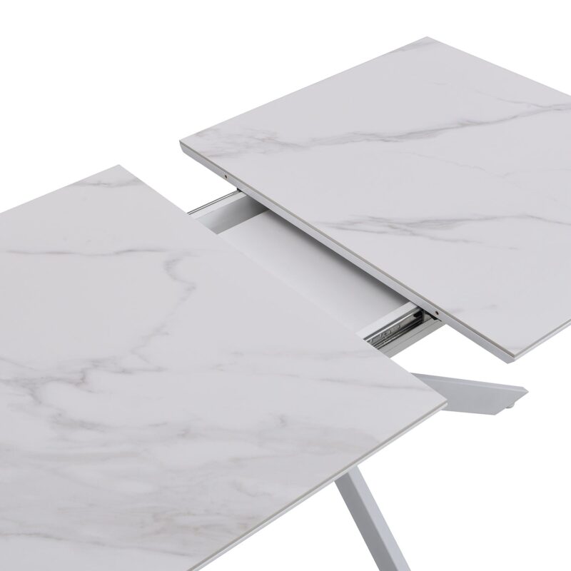 Varden White Ceramic Extending Dining Table - Image 9