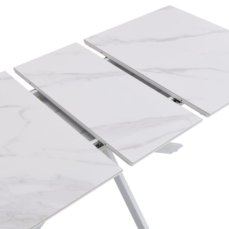 Varden White Ceramic Extending Dining Table - Image 10