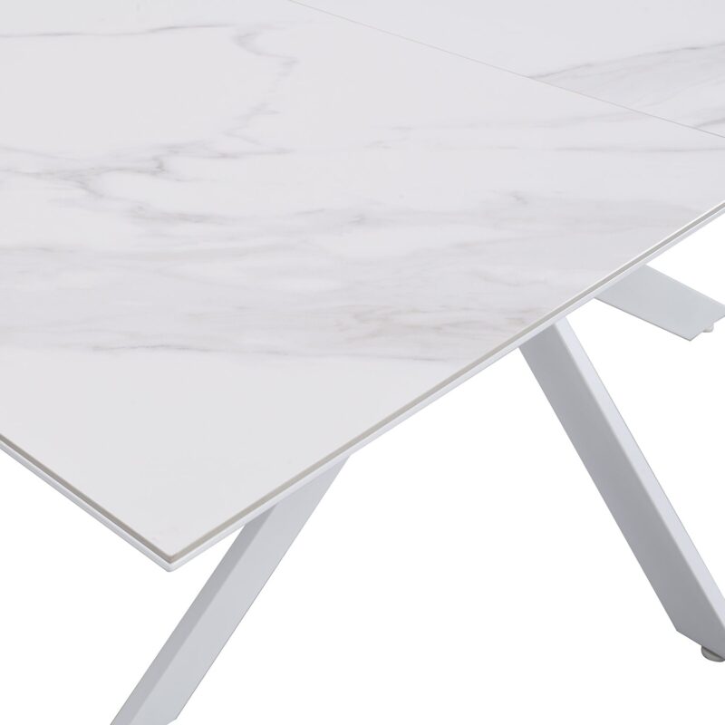 Varden White Ceramic Extending Dining Table - Image 11