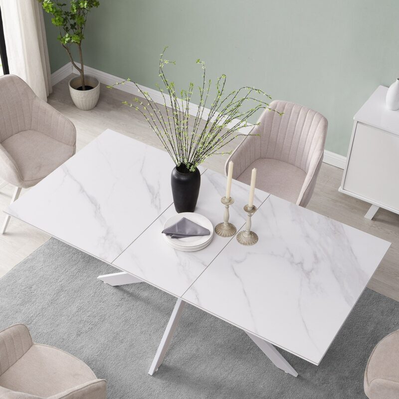 Varden White Ceramic Extending Dining Table - Image 2