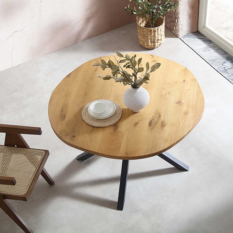 BERN Natural Curved Edge Solid Oak Dining Table - Image 2