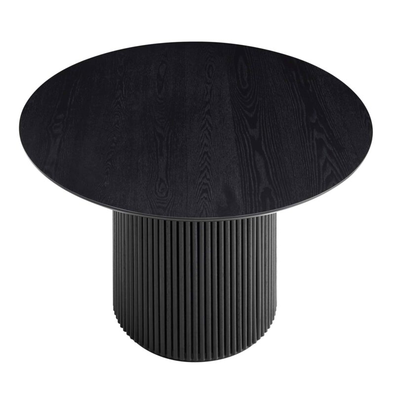 Maru Round Oak Pedestal Dining Table, Black - Image 4