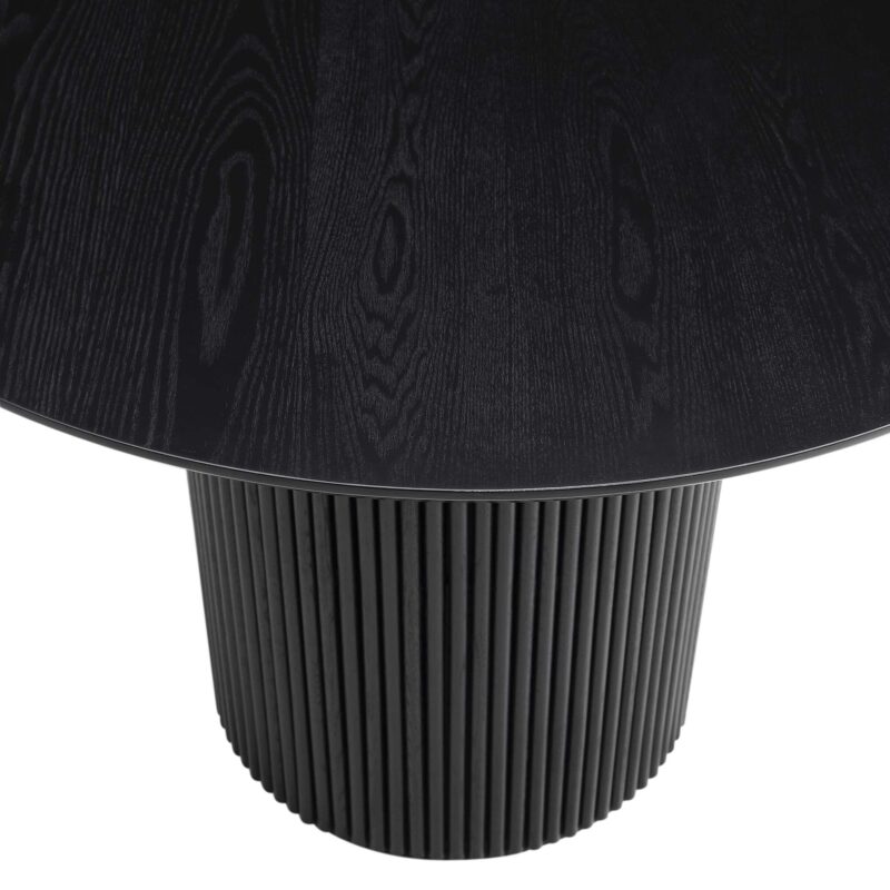 Maru Round Oak Pedestal Dining Table, Black - Image 7