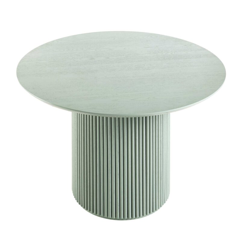 Maru Round Oak Pedestal Dining Table, Sage Green - Image 3