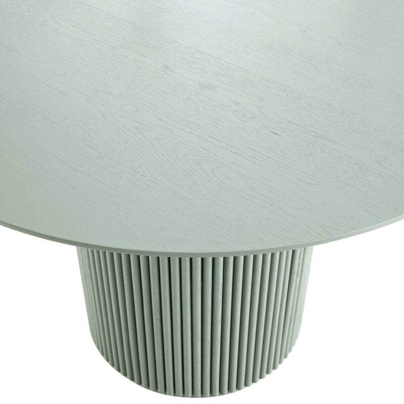 Maru Round Oak Pedestal Dining Table, Sage Green - Image 6