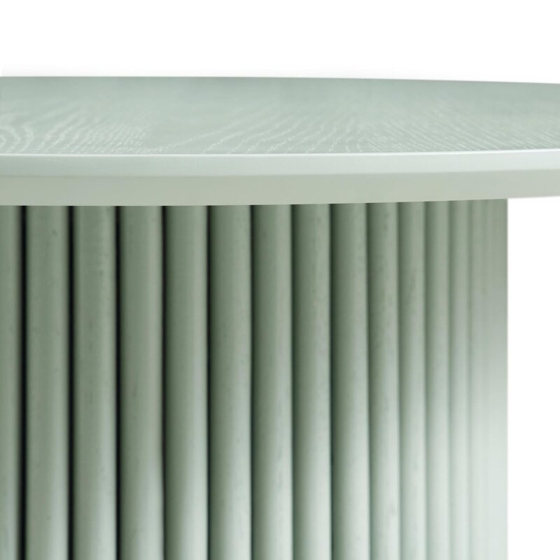 Maru Round Oak Pedestal Dining Table, Sage Green - Image 7