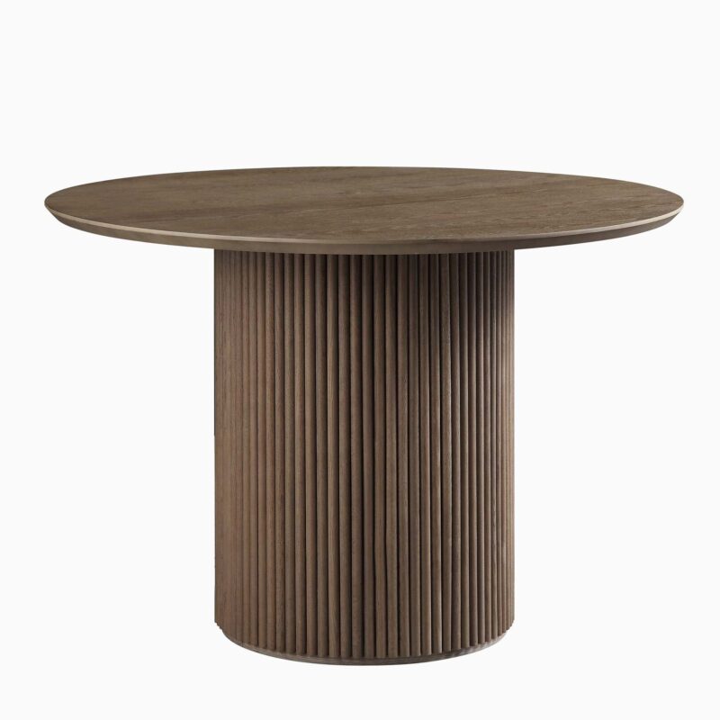 Maru Round Oak Pedestal Dining Table, Silver Oak - Image 3
