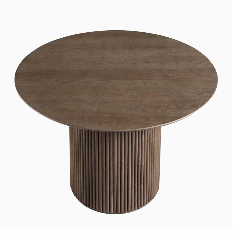 Maru Round Oak Pedestal Dining Table, Silver Oak - Image 4