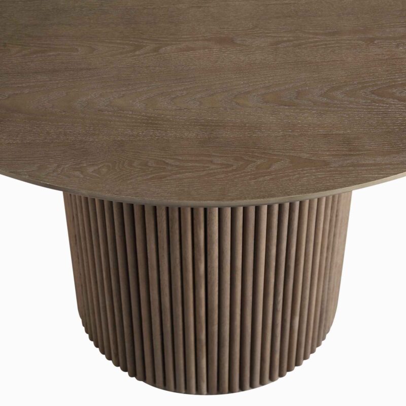 Maru Round Oak Pedestal Dining Table, Silver Oak - Image 6