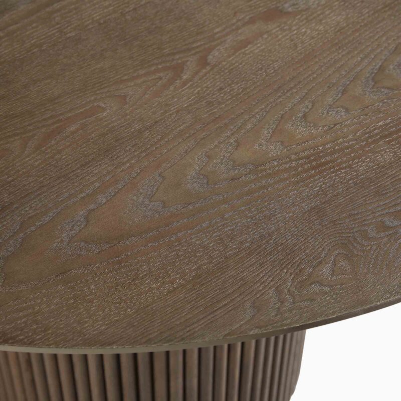 Maru Round Oak Pedestal Dining Table, Silver Oak - Image 7